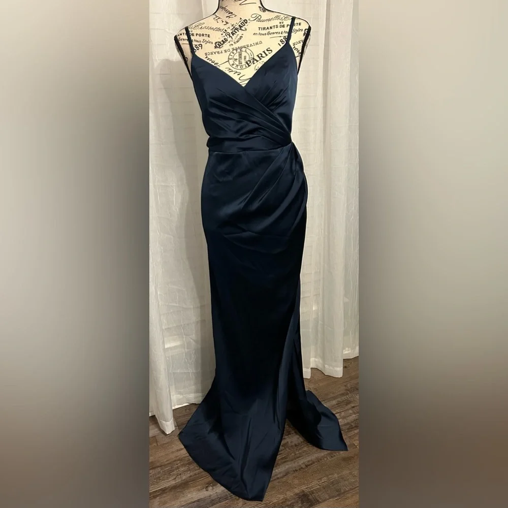 Azazie Dark Blue Bridesmaid Dress - NWT - Picture 7 of 13